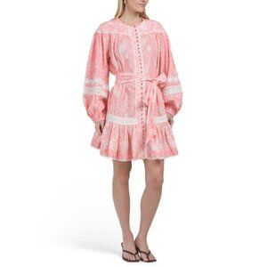 MISS JUNE peach Long Sleeve Mini Dress With Belt